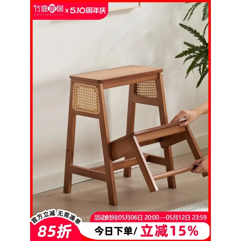 접이식 대나무 등나무 발판 다용도 사다리 의자 또는 신발 정리대