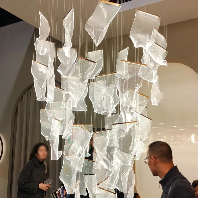 

Минималистичная светодиодная роскошная люстра, большая люстра для зала виллы, декоративный светильник GN568TB