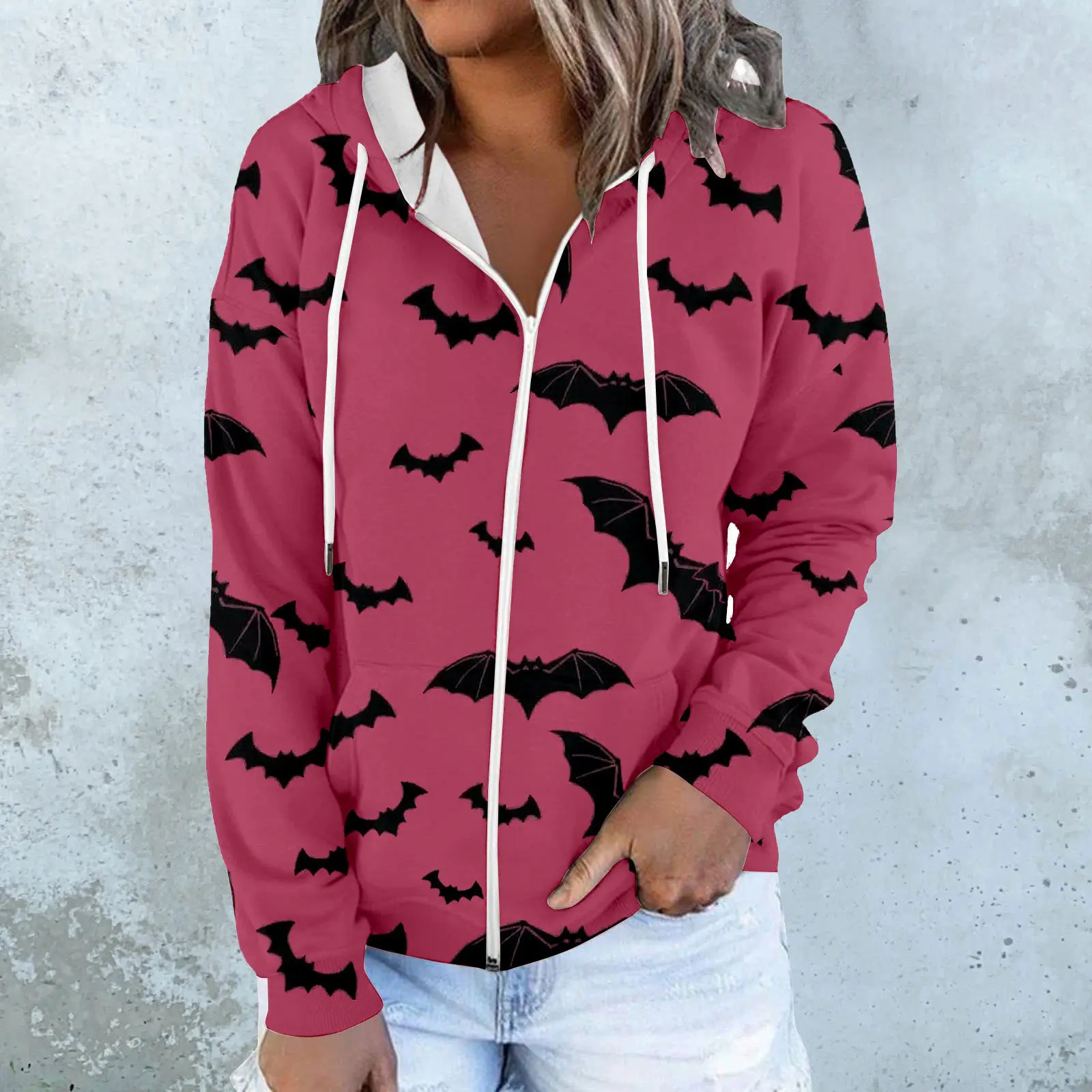 Wansheng Series Long Sleeved Creative Cross-Border Trend Zipper Temperament Autumn 3d Hooded Sweatshirt WholesaleMC4