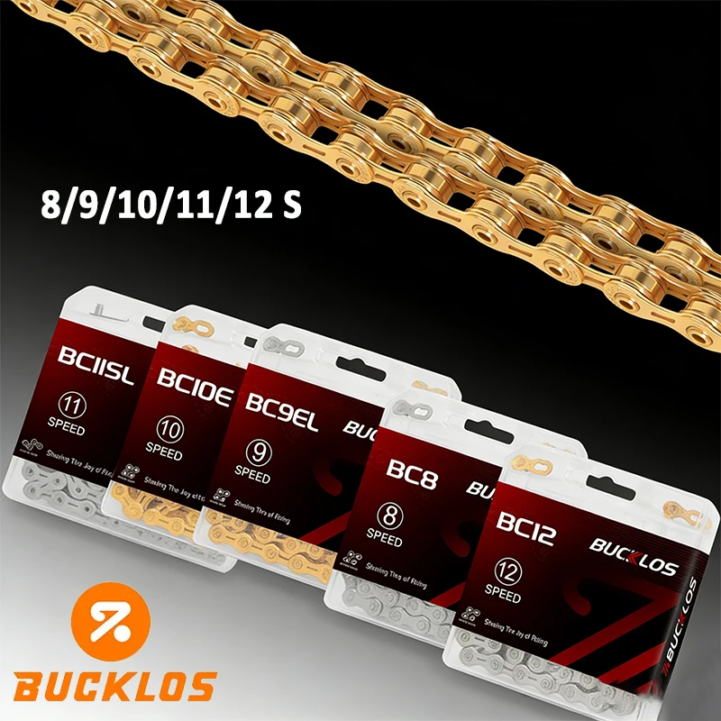 BUCKLOS 8/9/10/11/12 Speed Bike Chain 116/126 Links L/EL/SL Chain for SHIMANO 8v 9v 10v 11v 12v Current Road MTB Bicycle Chain