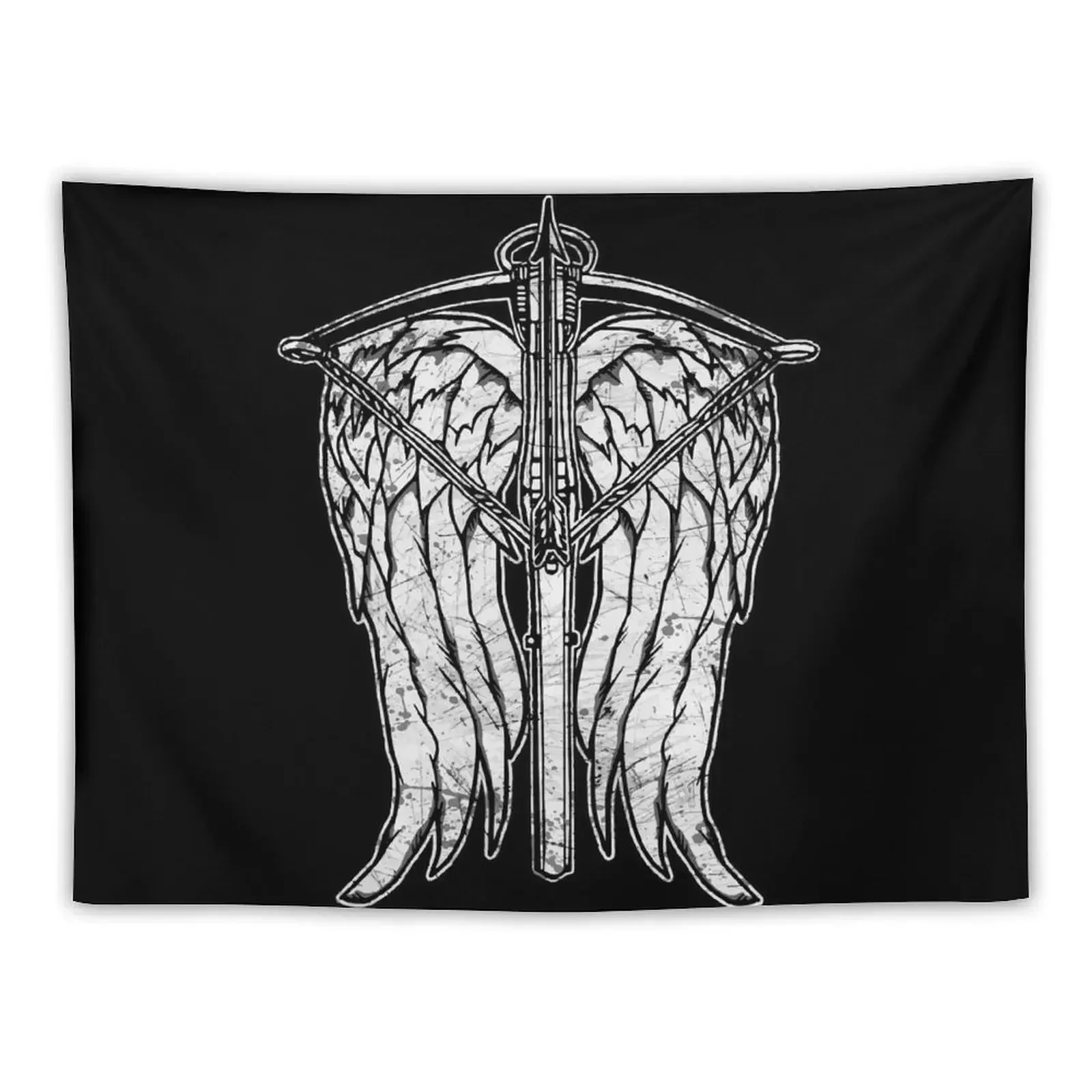 Angel Wings and Crossbow (Dirty) Tapestry Room Decor Wall Hanging Wall Decoration Aesthetic Decorative Wall Tapestry