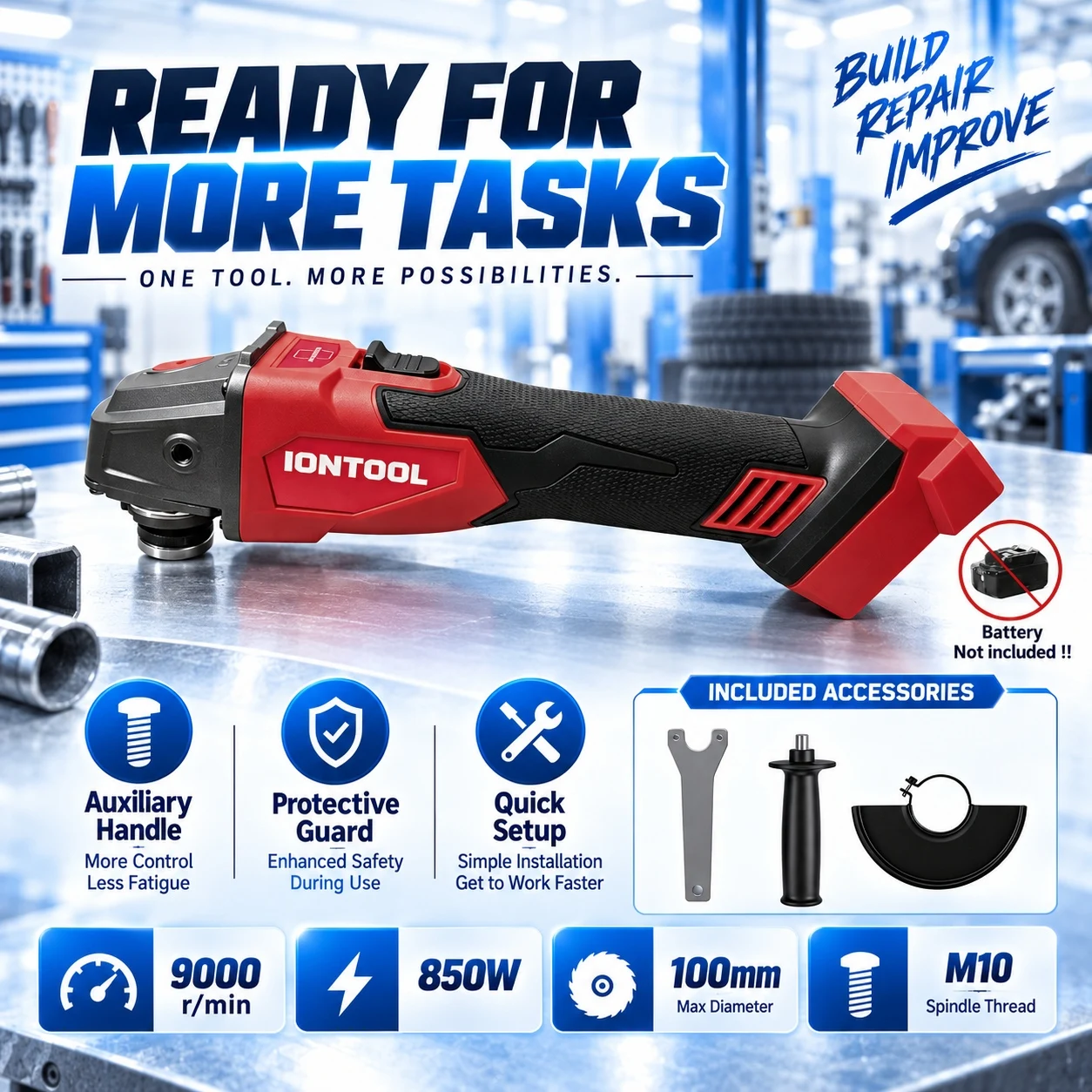 เครื่องเจียรไร้สายขนาดกะทัดรัด - Brushless Grinder 100Mm 850W บทวิจารณ์และราคา