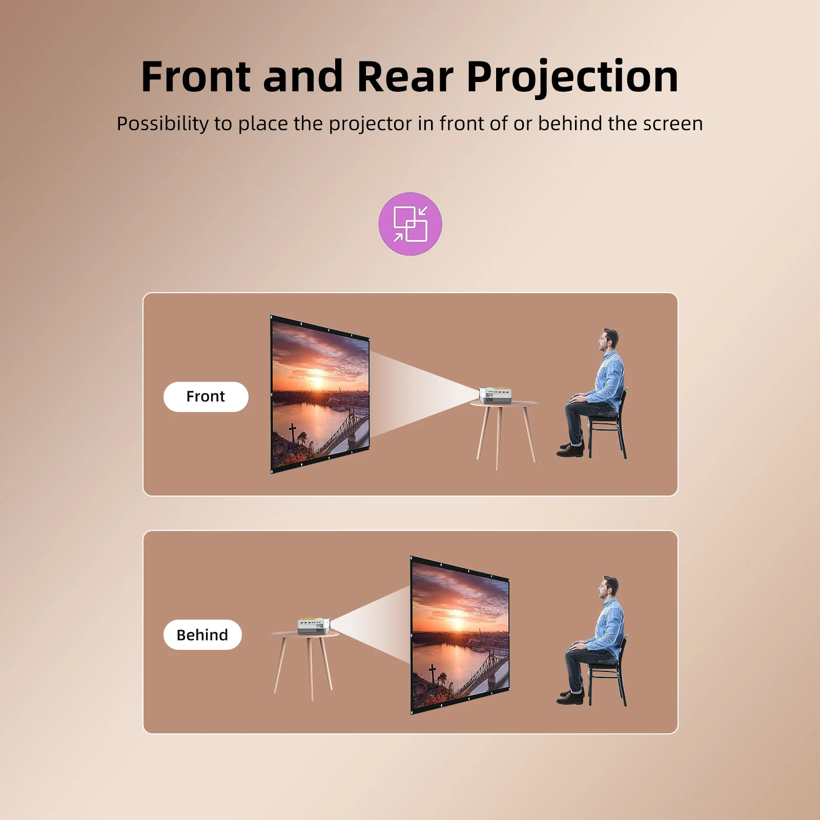 Salange Projector Screen 100 inch 120 inch 150 Portable Foldable for Home Theater Outdoor Indoor Double Side projection screens
