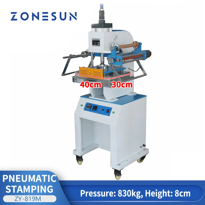 

ZONESUN Pneumatic Stamping Machine leather LOGO Creasing machine LOGO stampler name card stamping machine ZY-819M