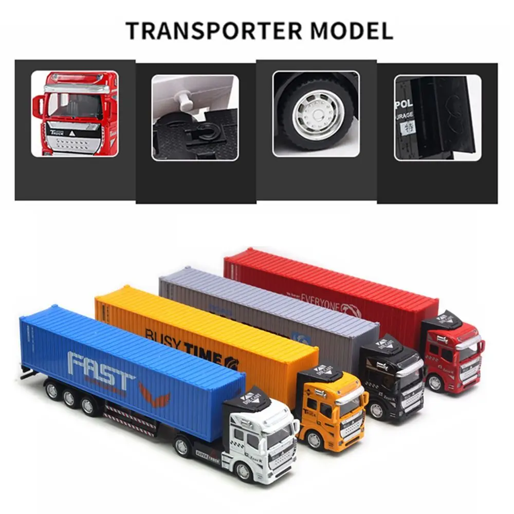 Alloy Diecast Alloy Truck Wind-Up Transport Car Model Engineering Vehicle Container Truck Miniature Transporters Model Children