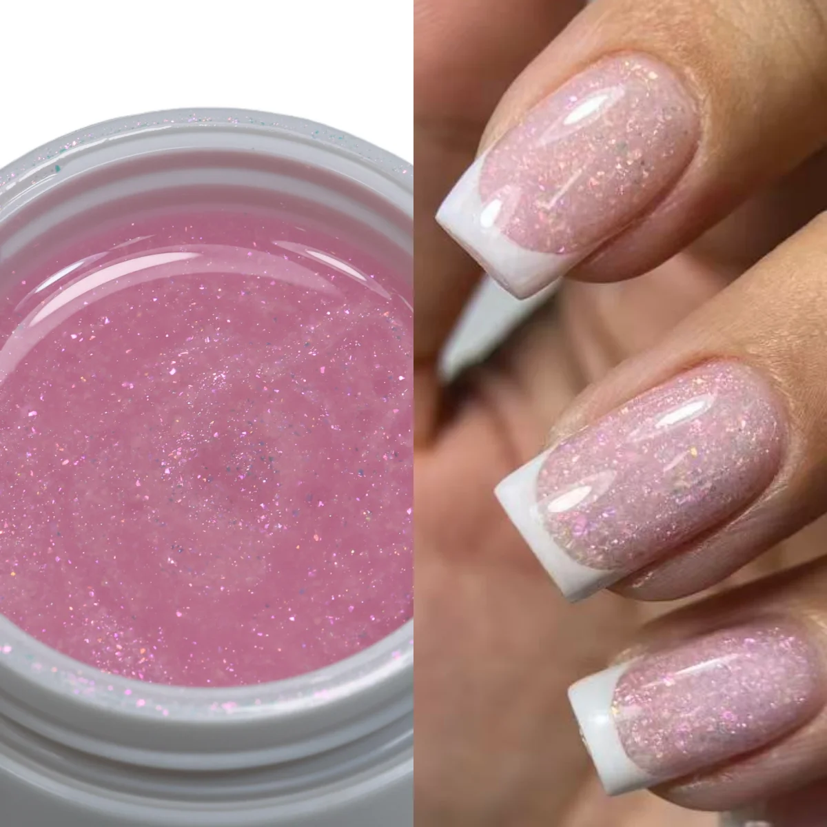 MSHARE 30g Pink Glitter Builder Nails Gel Pearl White Thread UV/LED Self Leveling TPO free Nail Extension Gel Nail Construction - Detail 1