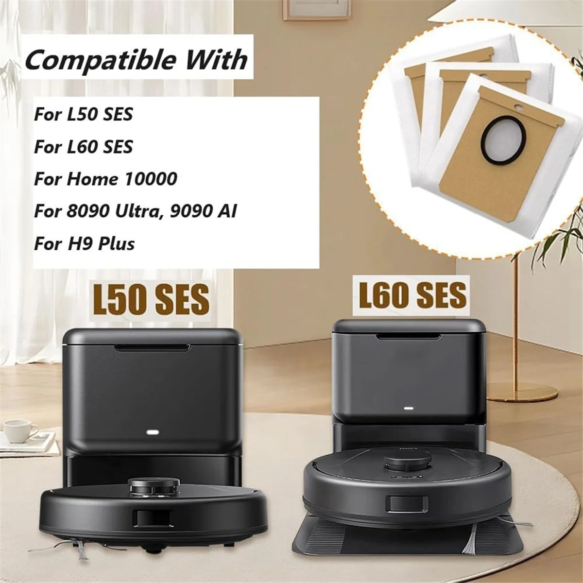 استبدال حقيبة فارغة ل Eufy L50 SES L60 SES Haier H9 Plus مكنسة كهربائية التخلص من الأوساخ أكياس الغبار اكسسوارات 4 قطعة
