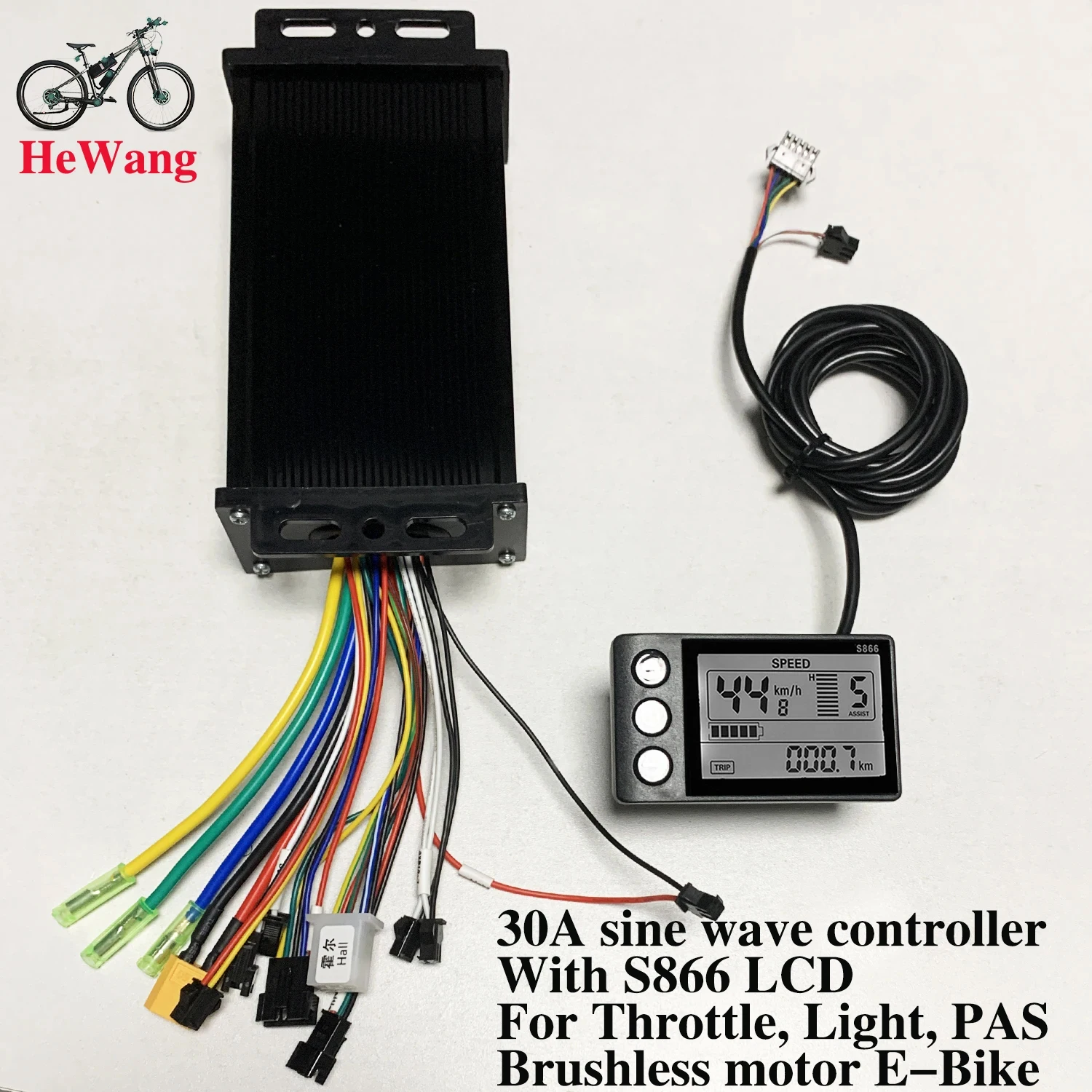 

Контроллер синусоидальной волны 30А, 750-1500 Вт с ЖК-дисплеем S866 Для руля дроссельной заслонки, освещения, бесщеточного двигателя PAS, электрического велосипеда