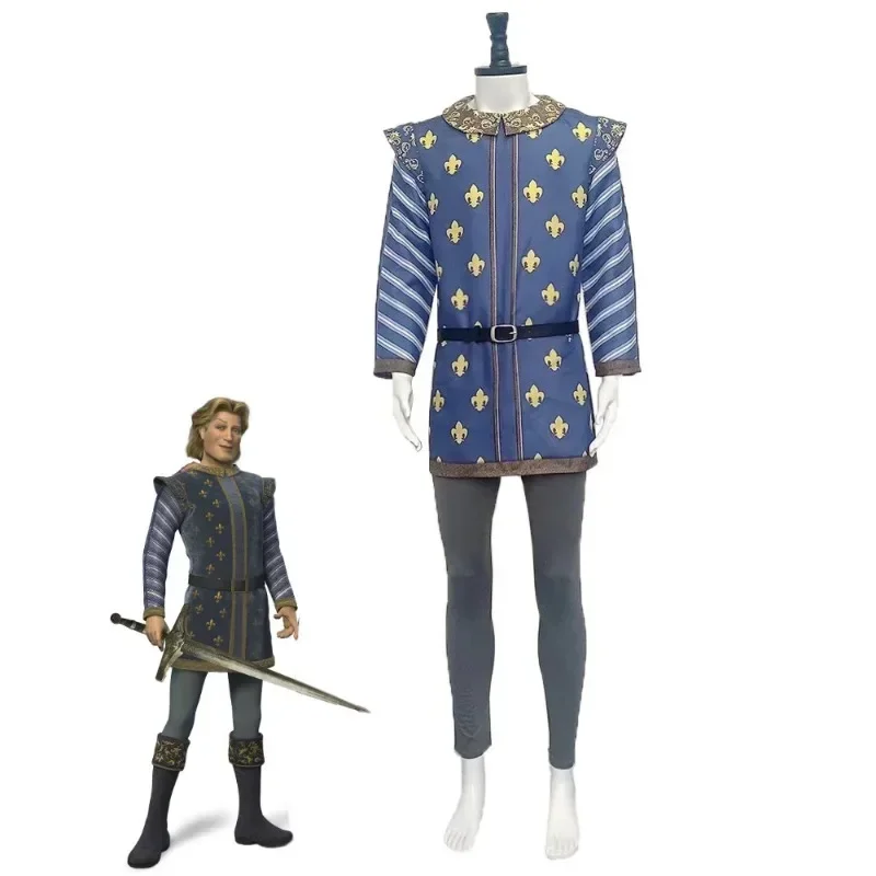 

Anime Shrek Cosplay costume Prince Charming Dresses Stage Performance Costumes Jacket Belt Bottoms Halloween Party Men's Suit