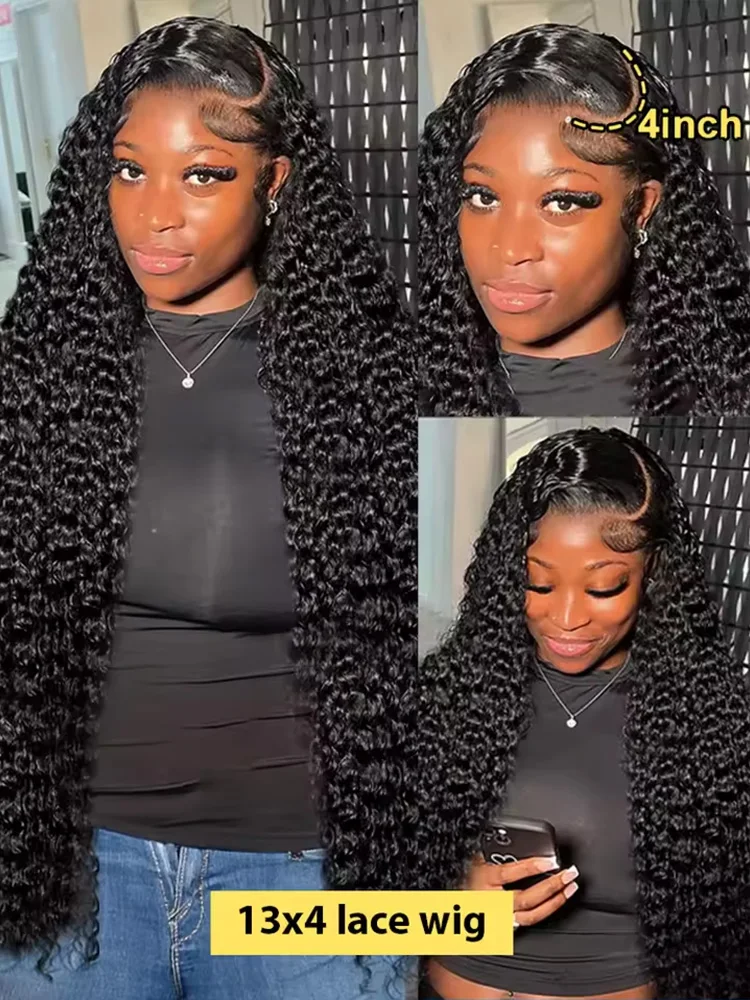 250 Density Transparent HD Human Hair Wig 30 32 40 Inch Deep Wave 13x4 Curly Lace Front 13x6 Water Wave Lace Frontal Wigs image 2