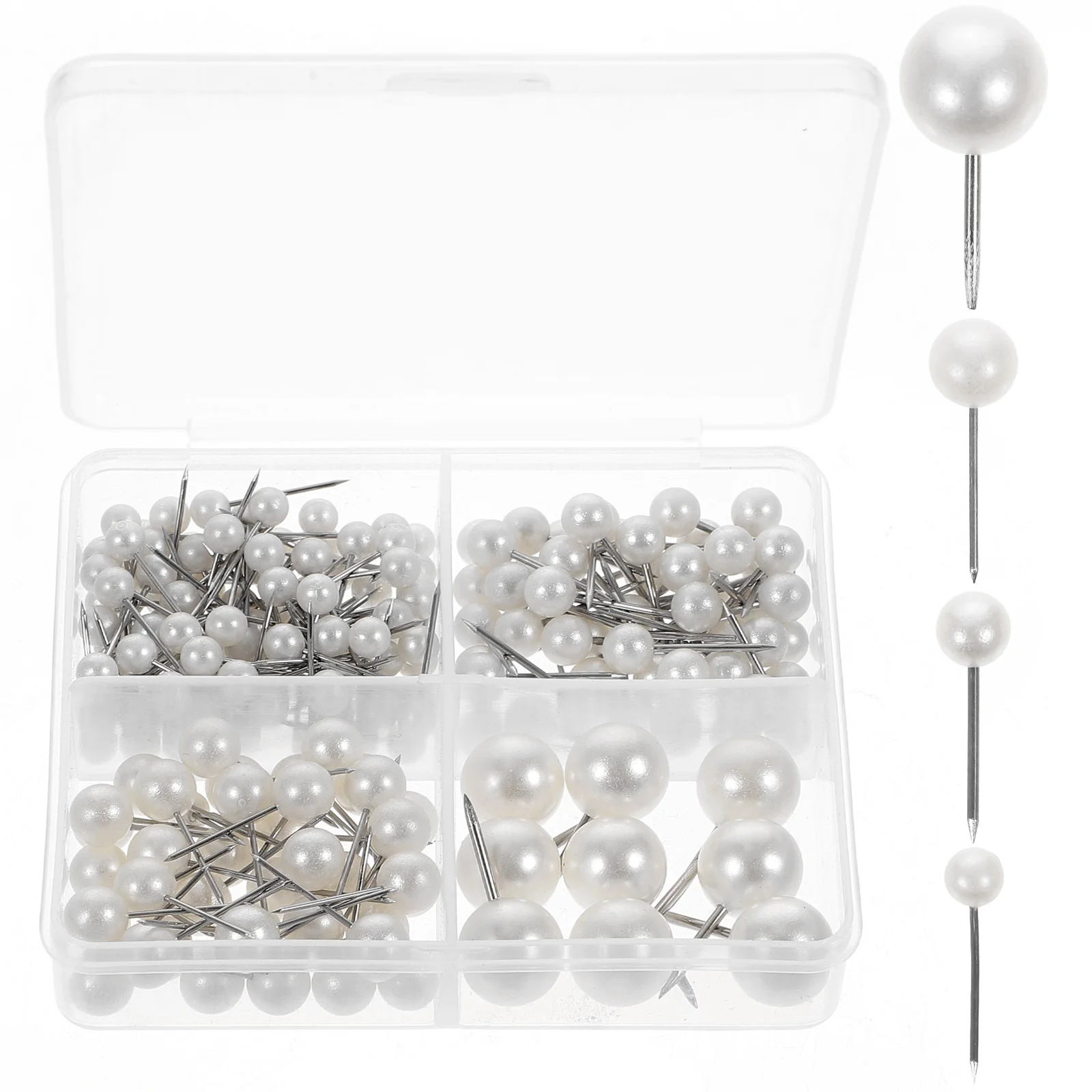 200 Pcs Tacks Thumbtack Bulletin Pin Board Wall Stud 7x1x1cm Fabric White DIY Craft Office