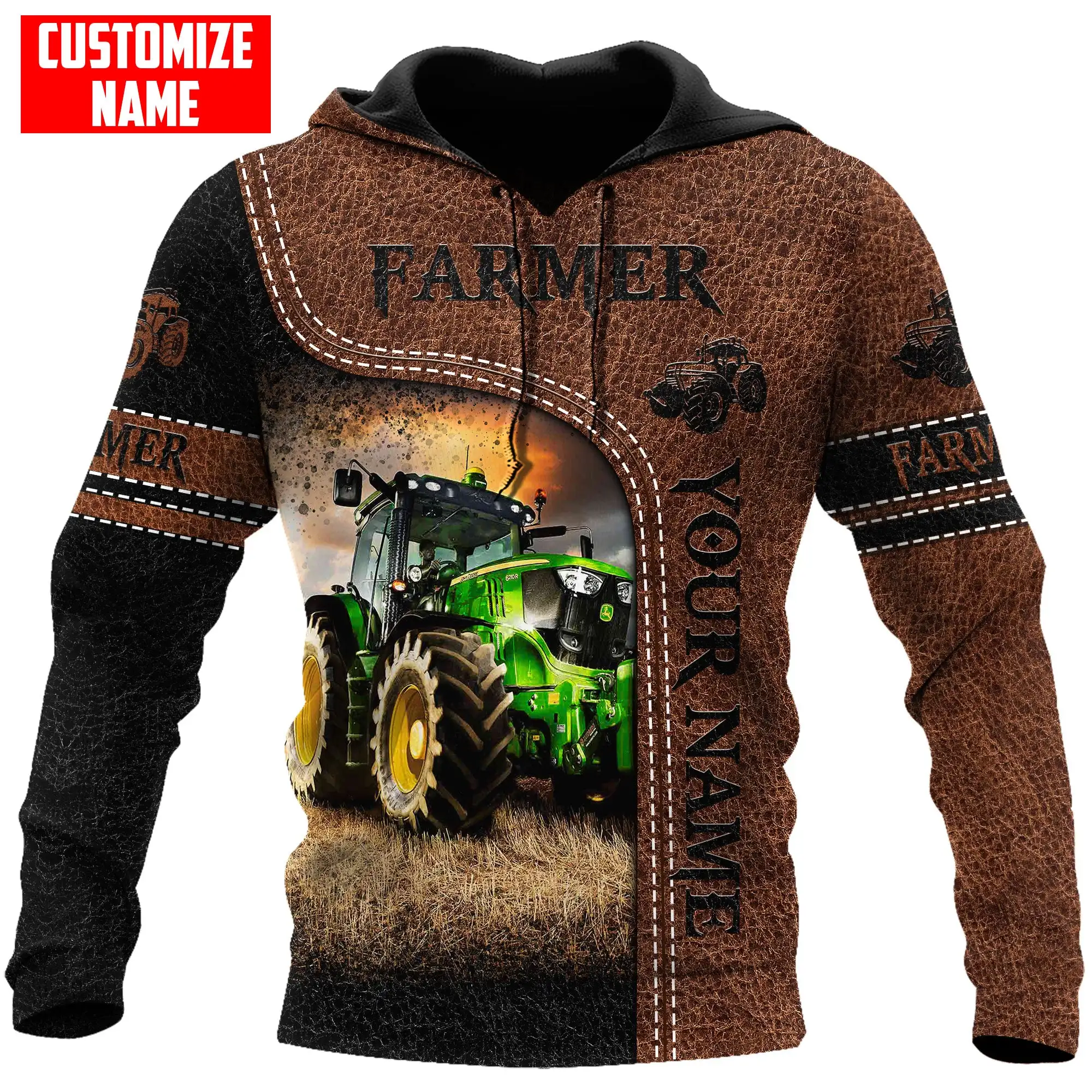 

Personalized name Farmer Tractor 3D All Over Printed Mens Hoodies & Sweatshirt Unisex Casual zip hoodies sudadera hombre MT-40