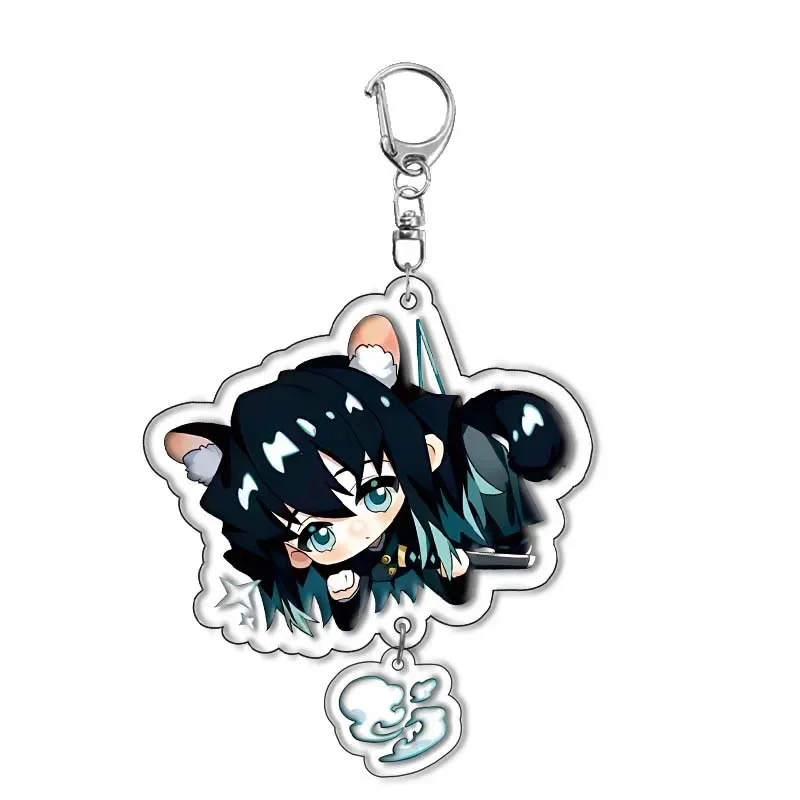 Anime Demon Slayer Figure Keychain Cute Kamado Nezuko Agatsuma Zenitsu Tokitou Muichirou Kibutsuji Muzan Key Chain Pendant