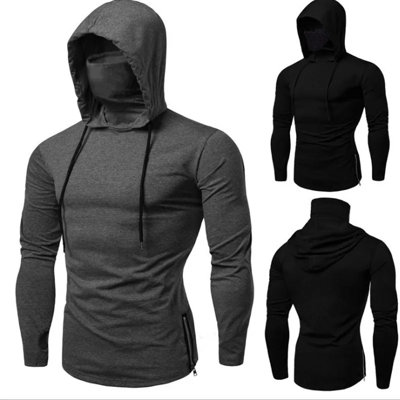 Male Sportswear New Mens Fitness Sweatshirts Men Black Gray Hooded Sweatshirt Sports Running Long Sleeve T Shirt Clothing MY842