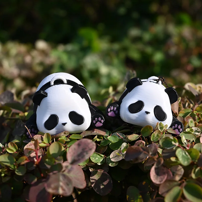 

3D Printed Cartoon Panda Keychain Creative Movable Animal Figurines 3D Printed Toys Home Decor Desktop Ornament for Kids Gift