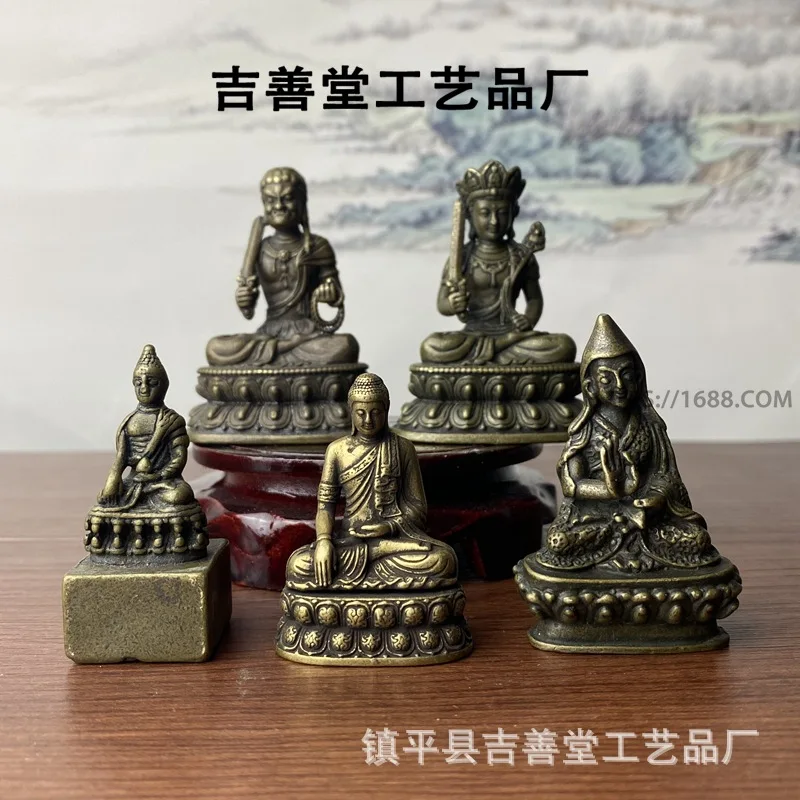 

Bronze Buddha Small Bronze Statue Portable Pocket Buddha Manjushri Puxian Ksitigarbha Bodhisattva Vintage Home Decor Ornament Br