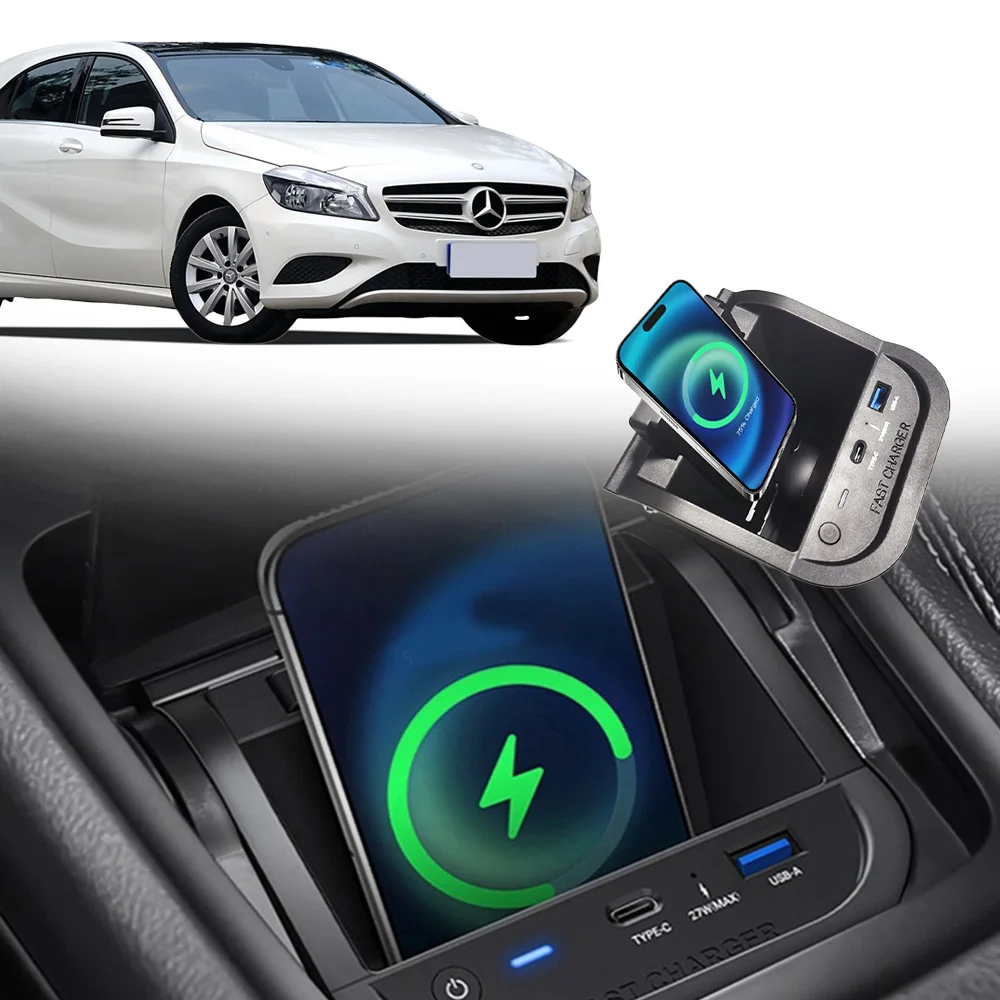 MOCENDO Kabelloses Ladegerät Kompatibel mit Mercedes Benz A 2013-2018 GLA 2015-2018 CLA 2013-2019 B2011-2019 Handy-Zubehör