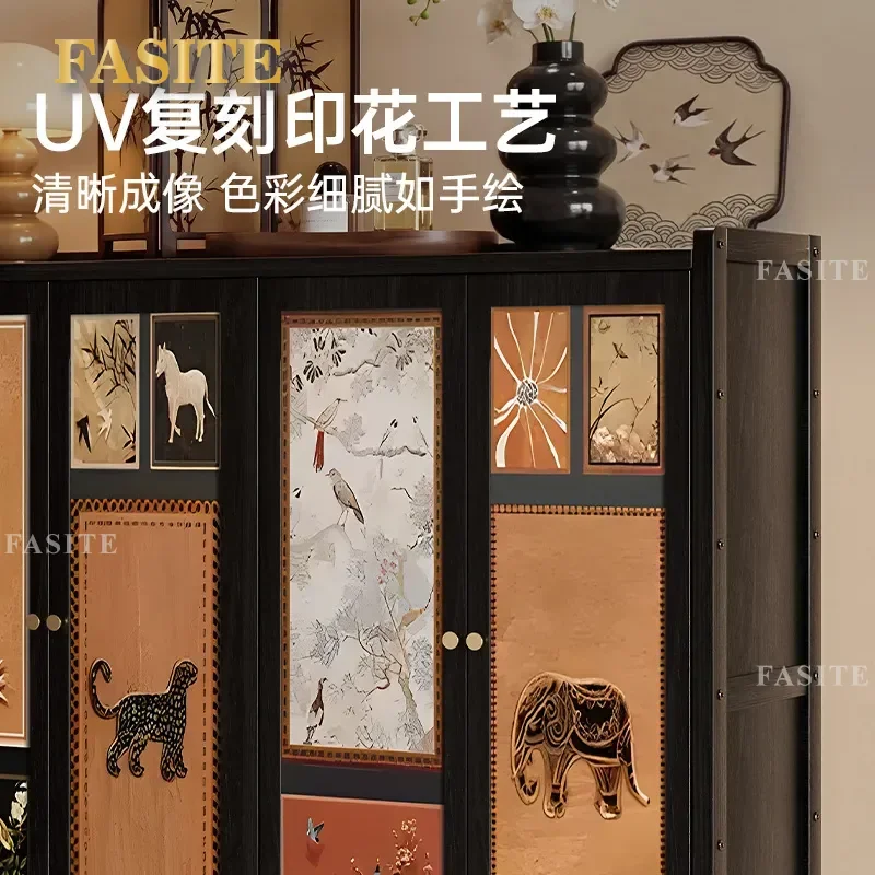 Solid Wood Shoe Cabinet Multi Layer Shoe Rack for Home Entrance Integrated Wall Mounted Dustproof Storage for Medieval