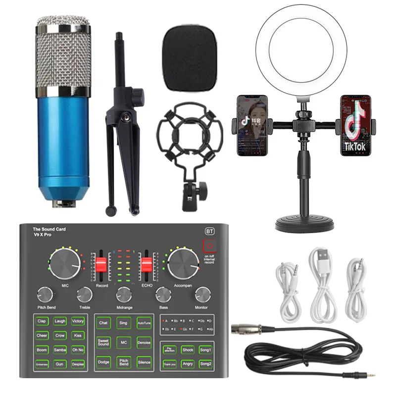 LIVE SOUND CARD V8 Professional Microphone With usb Audio Interface Streaming for Studio Condenser Microphone with audio mixer