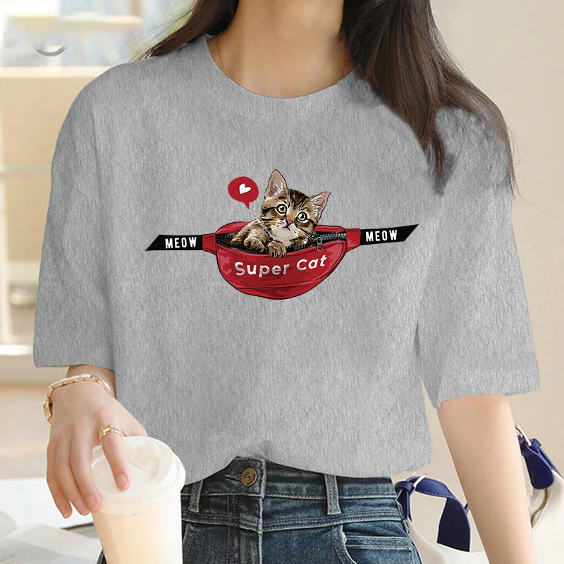 Super Cat Women's T-shirt Comfortable Summer T-shirt full match multi-colored street wear loose hip hop short sleeve women