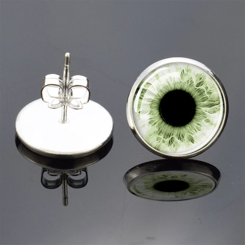 Colorful Eye Ear Studs Cat Eye Earnails Animal Eye Earrings Glass Inlaid Jewelry Gift view 3