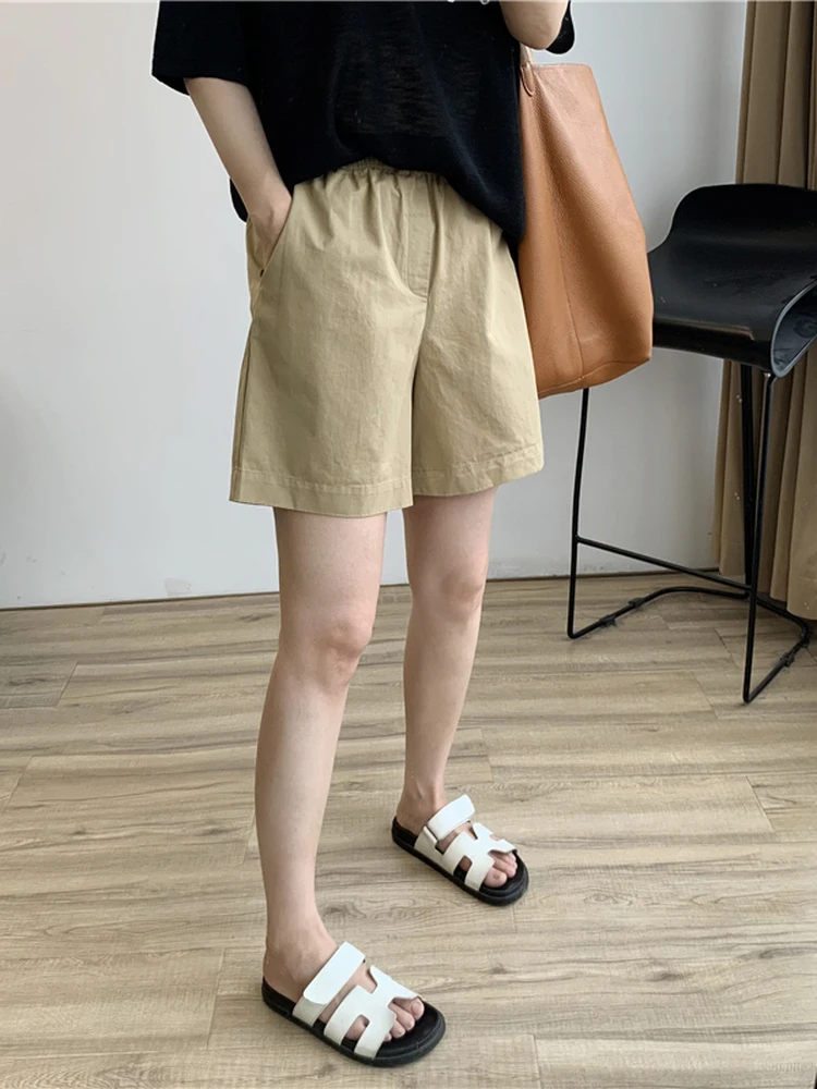 

Japanese Sle Simple Fermented Wa Elastic Waist Workwear orts Women's Summer Loose Slimming Casual Versatile Wide Leg Fi...