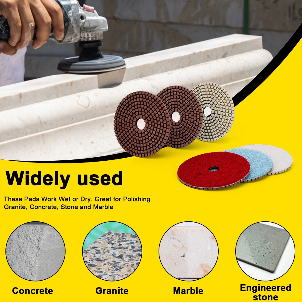 100 mét 4 inch đồng trái phiếu kim cương 3 bước đánh bóng Cao Cấp Kim Cương Đá Granite Công Cụ Đánh Bóng Đá Cẩm Thạch Mài Bê Tông