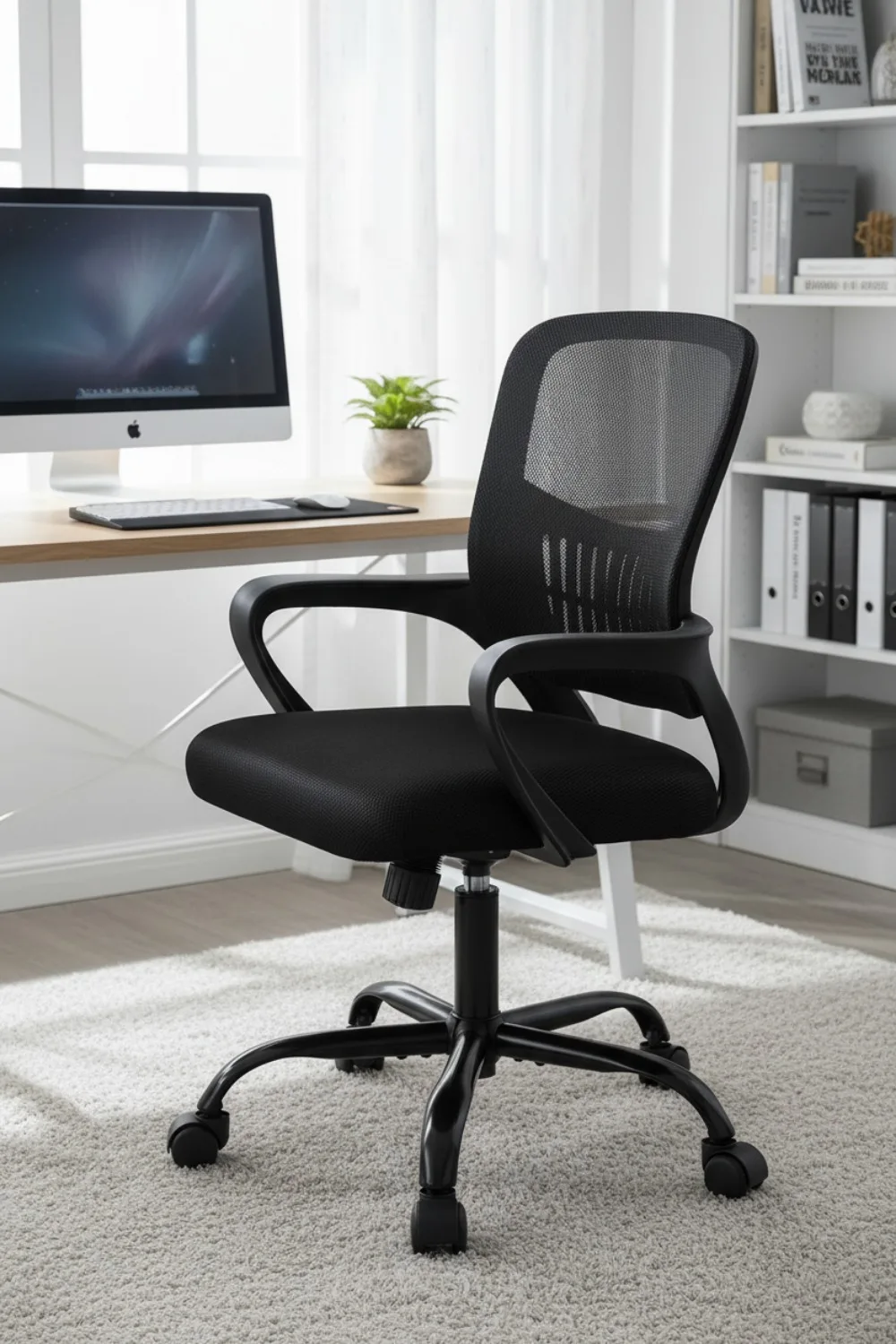 

Эргономичное офисное кресло с поясничной опорой, регулируемой высотой, 360° ° Режим вертлюга и качалки для комфорта домашнего офиса