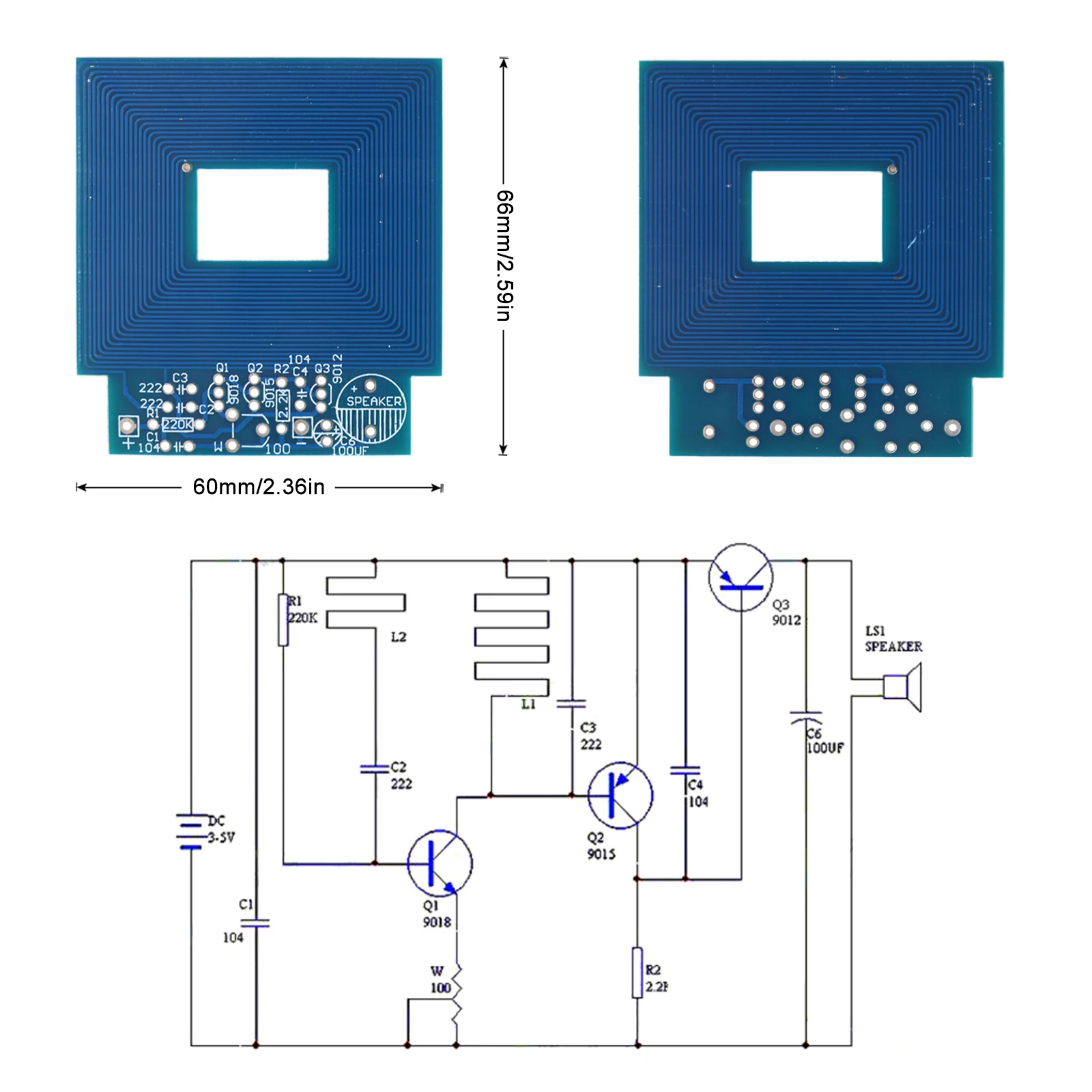 Metal Detector Electronic DC 3V-5V 60mm Non-Contact Sensor Board Module Electronic Parts Metal Detector DIY Kit