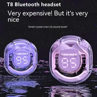 TWS T8 Wireless Earphones Fone Bluetooth Earbuds Transparent Digital Display Mecha Style for Acefast Sport Headphones for Lenovo