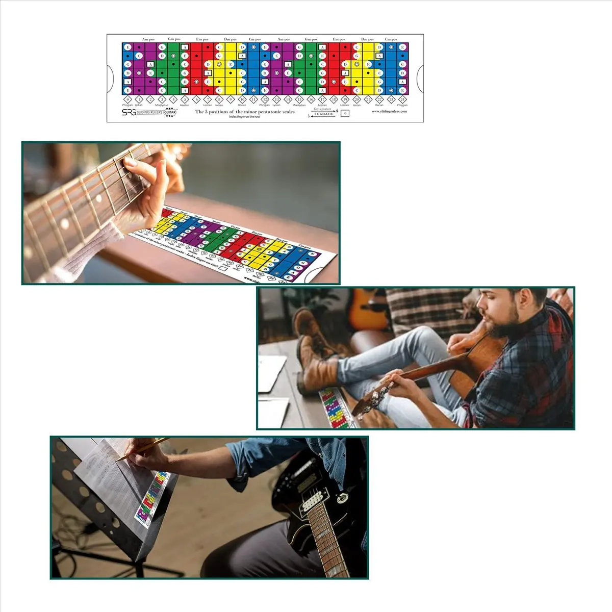 TUREBG 2X Guitar Sliding Ruler for the Practice of Pentatonic, Diatonic and Mode Scales/Pentatonic Sliding Ruler