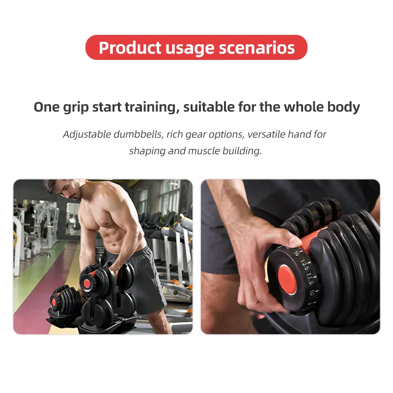 

Гантель Helfit унисекс, регулируемая, 24 кг, из стали и пластика, с возможностью индивидуальной настройки, для домашнего фитнеса и поднятия тяжестей