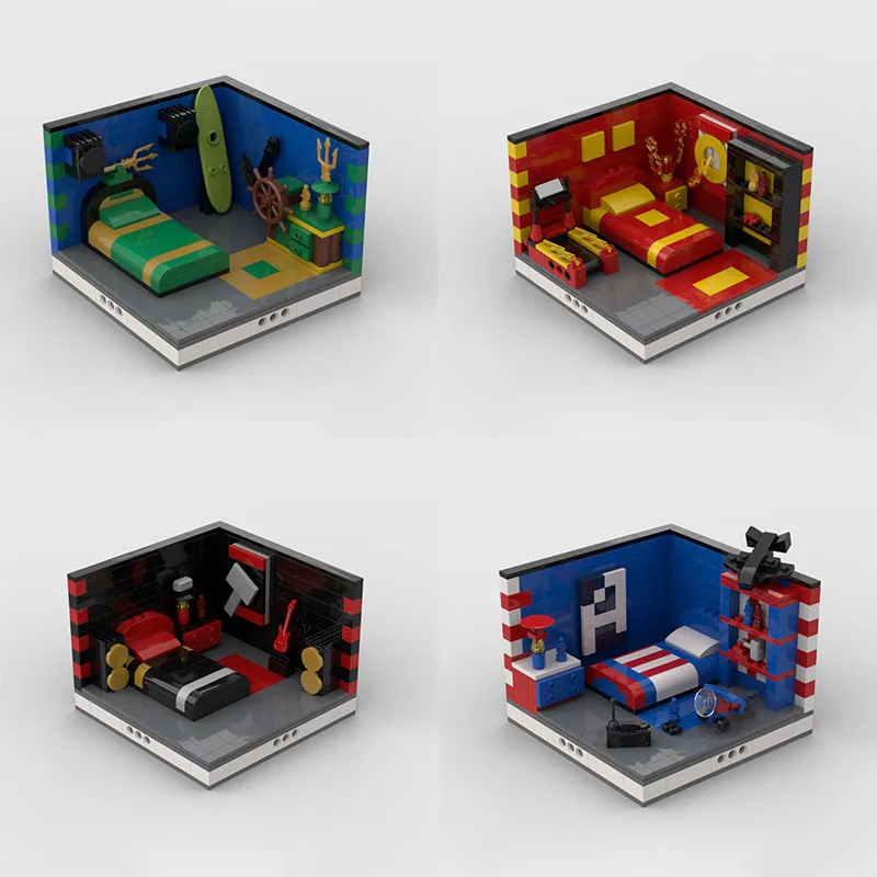 281PCS MOC Super Heroes Room Design Kreative bausteine Pädagogisches spielzeug Modulare geschenke Ornamente