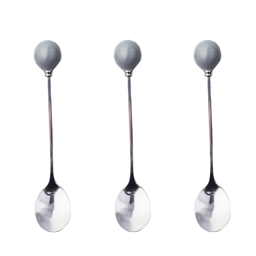 

6Pcs Ceramic Handle Stainless Steel Mini Spoon Set Ergonomic Design for Coffee Dessert Ice Cream Tea Stir Sugar Milk Creative