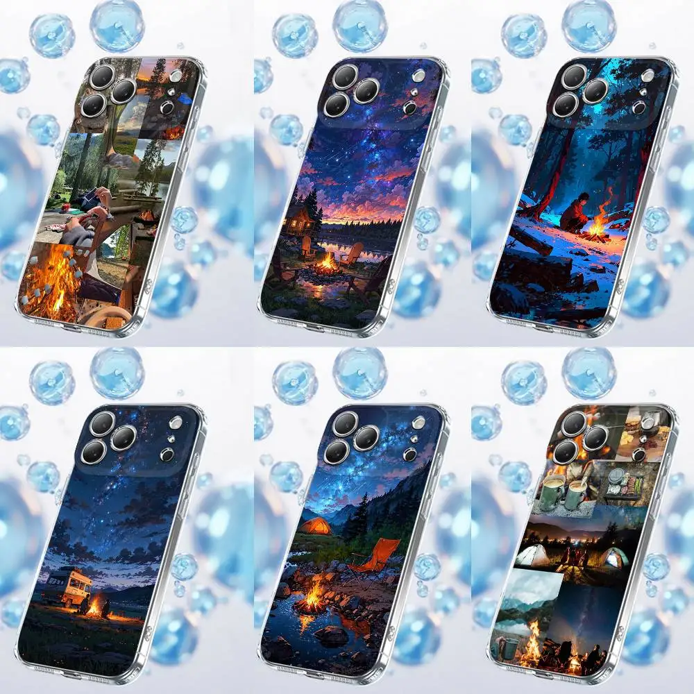 

Mountain Outdoor Camping Bonfire Phone Case For iPhone 17,16,15,14,13,12,11 Plus,Pro,Max,Plus,E,SE4,Air,Mini Transparent