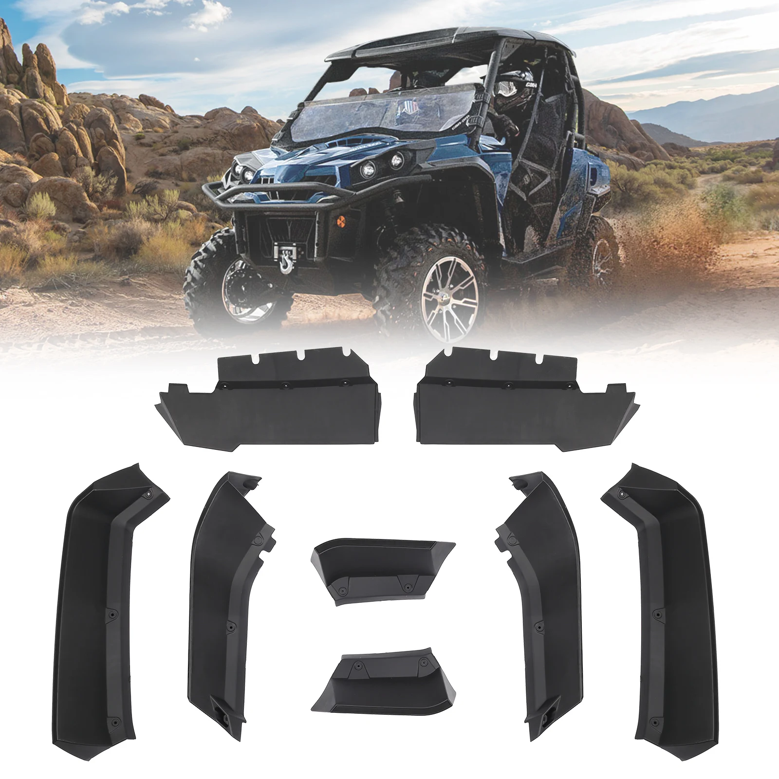 

2.5IN UTV Wider Fender Flares For Can-Am Commander MAX 700 1000R Front Rear PP Extended Mud Flaps Guards 715006814 2021-2025