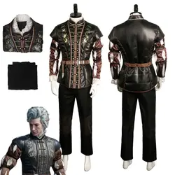 Baldurs Gate 3 Astarion Cosplay Fantasia Costume Disguise Adult Men Leather Jacket Pants Fantasy Outfits Halloween Carnival Suit