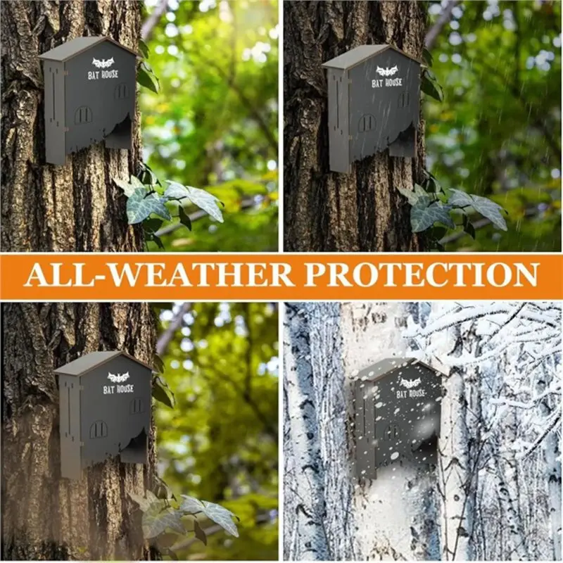 Y49A-Wooden Bat House Outdoor For Outside Wall Mount Three-Chamber Shelter Box For Bat Habitat In Garden Tree