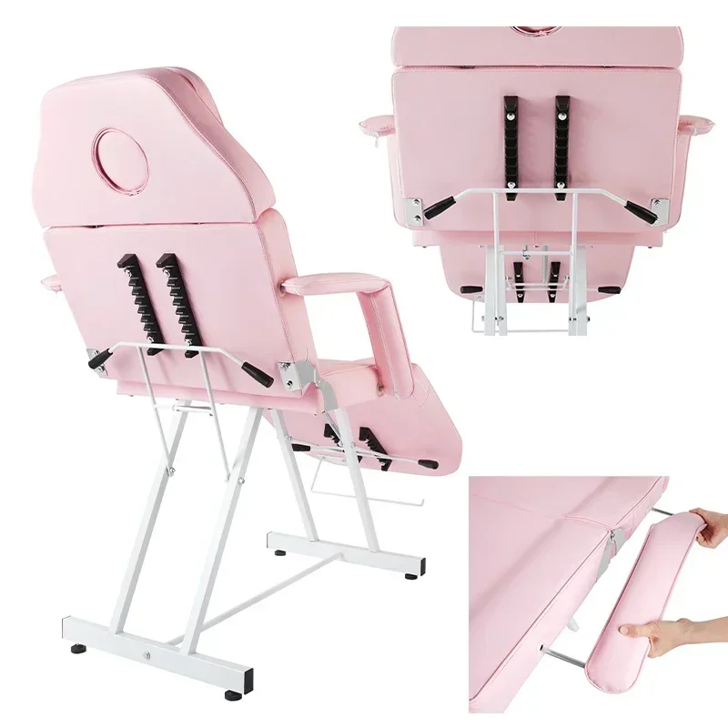 Portable Collapsible Salon Beds Beauty Salon Furniture Massage Tables Clinics Tattoo Eyelash Beds Pink Salon Spa Beauty Beds