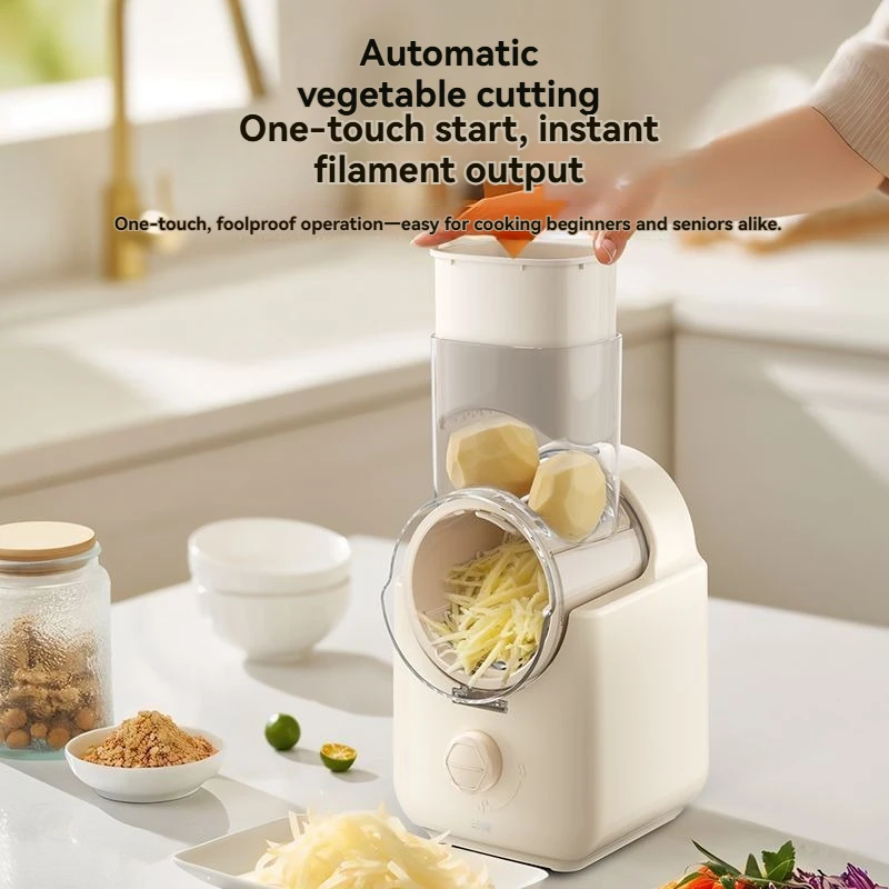 

Multifunctional Automatic Vegetable Cutter Electric Drum Slicer Kitchen Tool for Potato Shredding Slicing and Grating