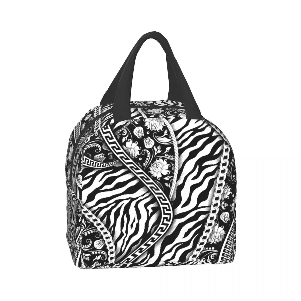 Luxury Tiger Zebra Skin Print Thermal Insulated Lunch Bag Animal Texture Portable Lunch Container for Women Kids School Food Box