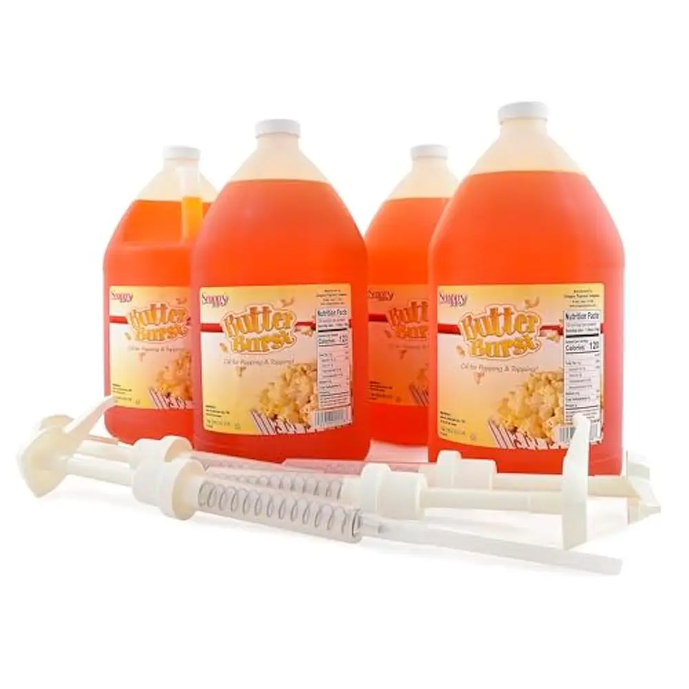 

Butter Burst Corn Oil 4-Pa For Ping And Corn Topping, 4 – 1 Gallon Jugs With A 4 Pa Of Durable Oil Pump Dispensers For Gallon