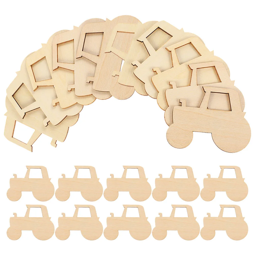 

20Pcs Wooden Tractor Cutouts Unfinished Wood Pieces DIY Crafts Painting Cutouts Kids Wood Blanks Wooden Car Craft