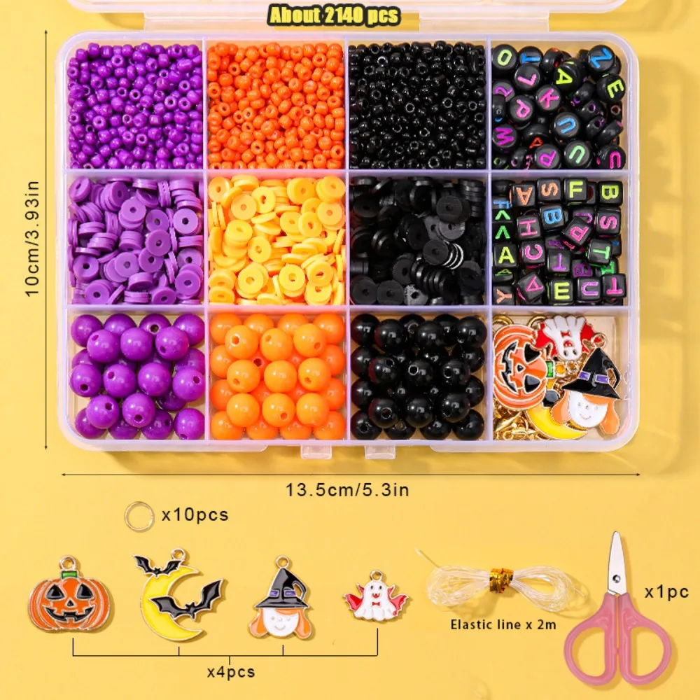 Acrylic Friendship Bracelet Making Set Letter Spacer Beads Halloween Beads Bracelet Making Kit Skull Bead Cartoon