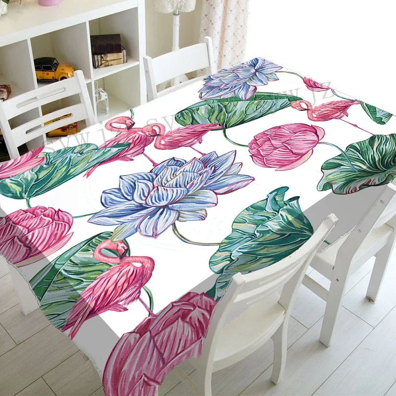 Green Palm Leaf Print Tablecloth Outdoor Picnic Party Tablecover School Day Housewarming Party Home Decorations Table Cloth