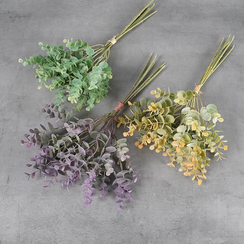 

6 Sticks Simulation Green Plant Plastic Eucalyptus Living Room Decoration Dining Table Flower Arrangement Home Supply