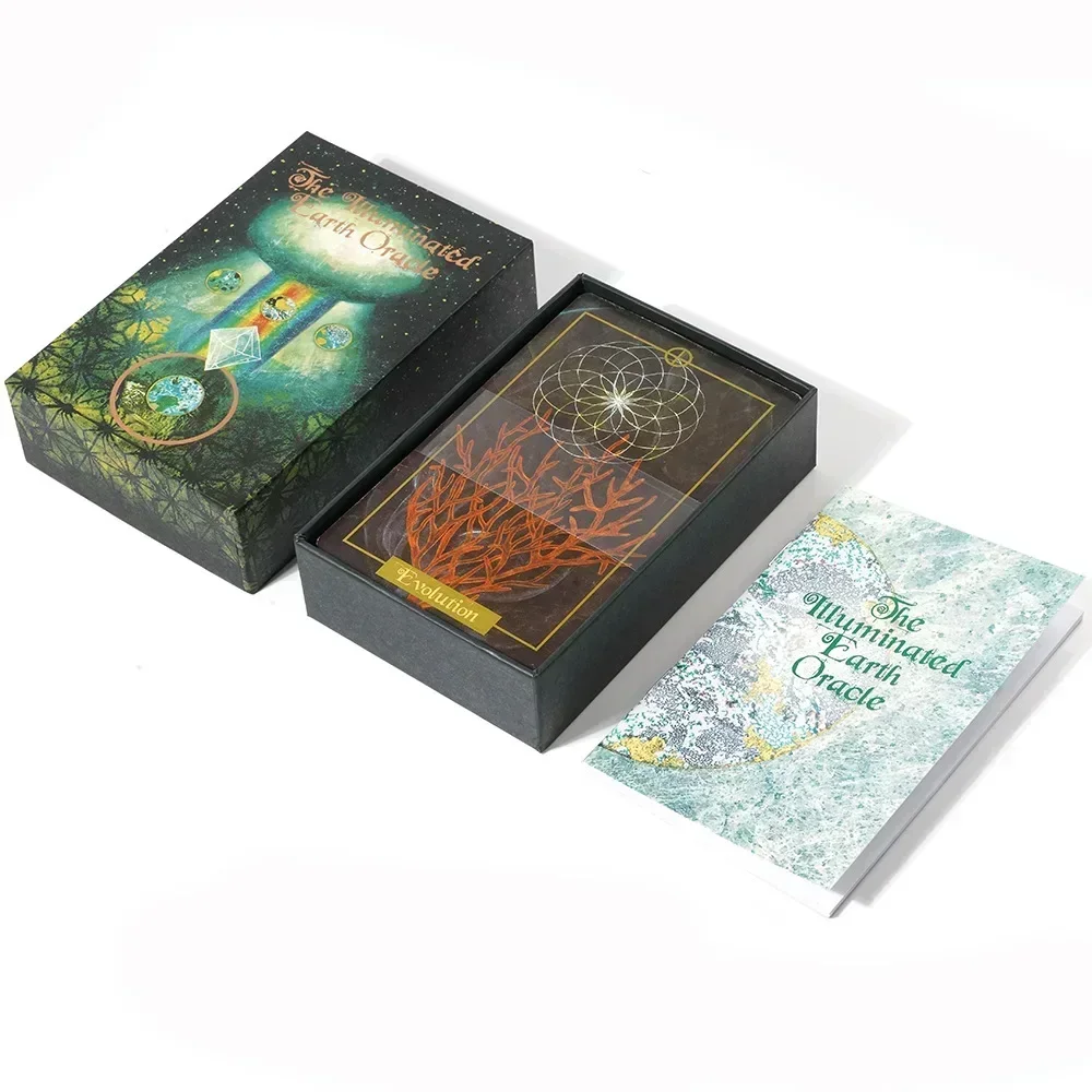 llluminated Earth Oracle Card Deck 63 pcs cards 1:1 Size Gilded Edge Guide book Tarot Board games