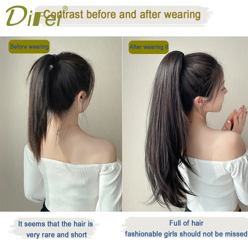 Wig Female Ponytail Grab Clip Type High Ponytail Natural Braid Strap Type Natural Micro-roll Fake Ponytail Wigs for Women