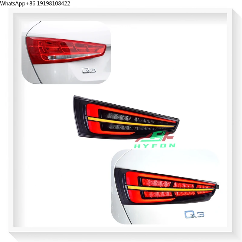 

Для Audi Q3 2013-2018: Обновленные полностью светодиодные задние фонари (LED) с динамическими указателями поворота, стоп-сигналом и фонарем заднего хода, подключение Plug and Play