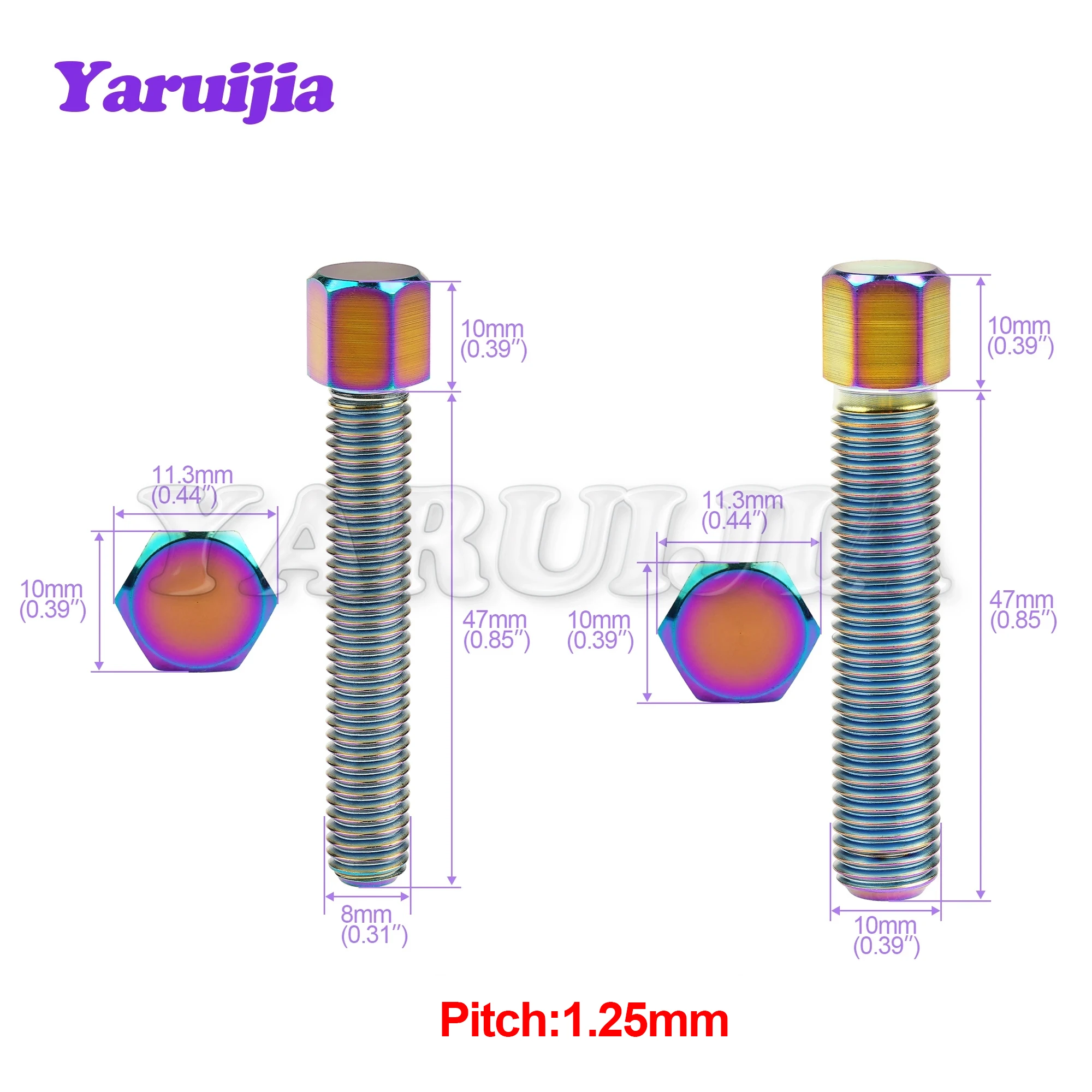 Yaruijia Titanium Bolt M8/M10x47mm Hexagonal Column Head Motorcycle Chain Adjuster Rear Axle Screws for KAWASAKI SUZUKI YAMAHA